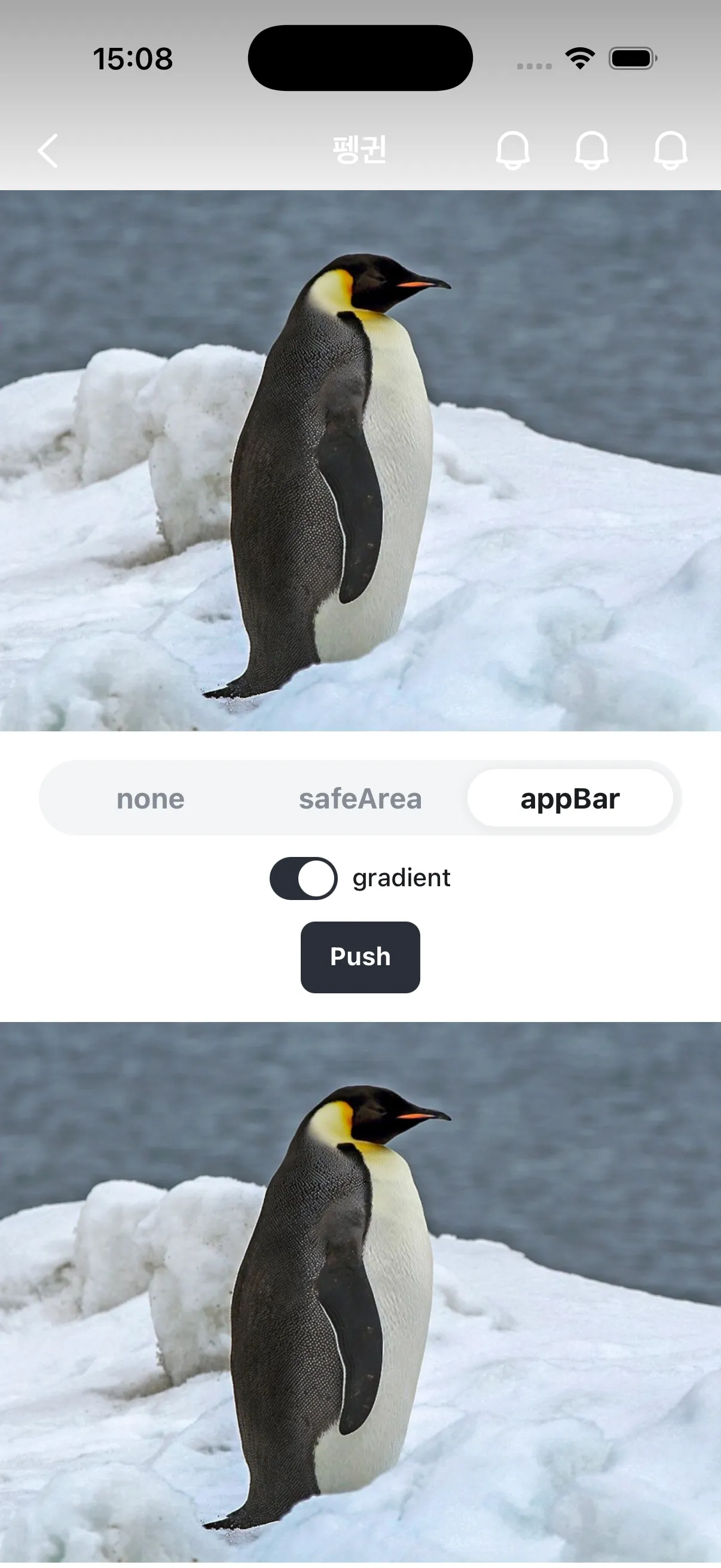 layerOffsetTop을 appBar로 설정한 스크린샷